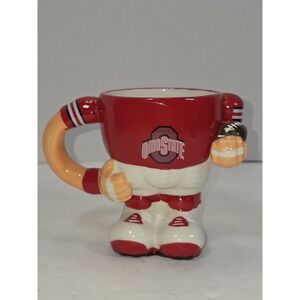 Ohio State University Figural Football Player Footed Ceramic Mug Vintage